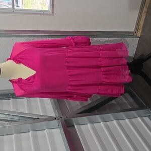 VINCE CAMUTO Long‎ Sleeve Ruffle Hem Chiffon Dress Large